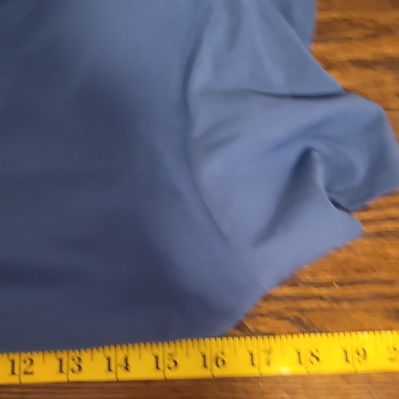 Athleta Air Out Cinch Tee Shirt Size L Blue Short Sleeve Fitted Open Back Stretc - Picture 9 of 13